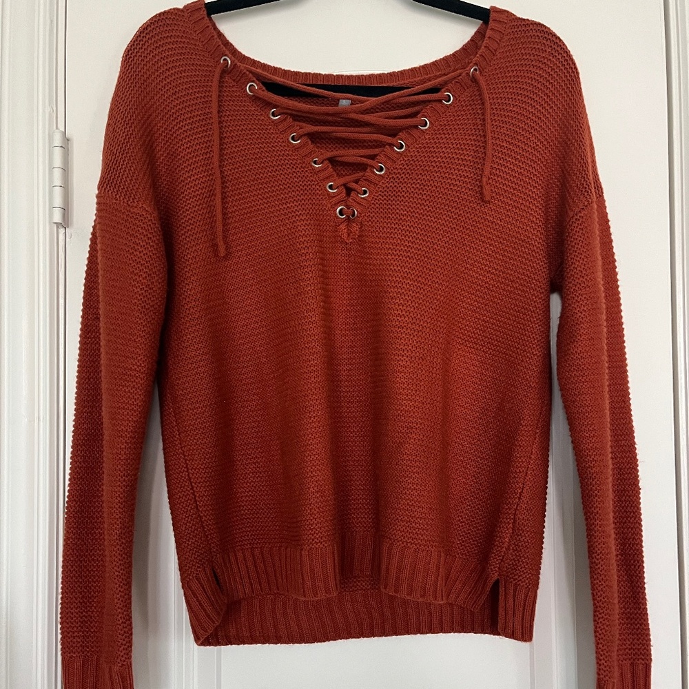 Charlotte Russe | Knit Lace Up Sweater